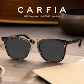 CARFIA Designer Metal Bridge Acetate Sunglasses for Men Polarized UV400 Protection CA5107
