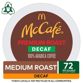 McCafe Premium Roast Decaf Coffee, Single Serve Keurig K-Cup Pods, Decaffeinated, 72 Count