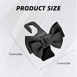 Tioollev 2 PCS Car Seat Headrest Hooks, Cute Bow Shaped Vehicle Backseat Storage Hooks, Leather Bow Shaped Sturdy Car Seat Back Hook for Purses/Coats (Black)