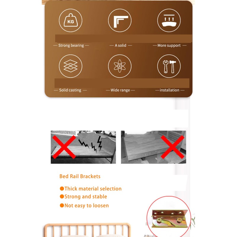 No-Mortise Bed Rail Fittings, 8 Packs Bed Rail Brackets Bed