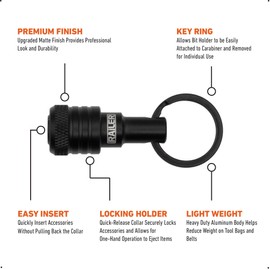 Railer Bit Holder Keychain 5pc - 1/4 inch Hex Shank Bit Holders - Quick-change Design For Nut Driver, Screwdriver & Drill Bits, Include Keychain Carabiner
