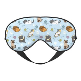 Cute Cats Sleep Mask Breathable Soft Eye Mask for Sleep for Women Men Lightweight Eye Cover for Travel, Night Work, Nap, Office