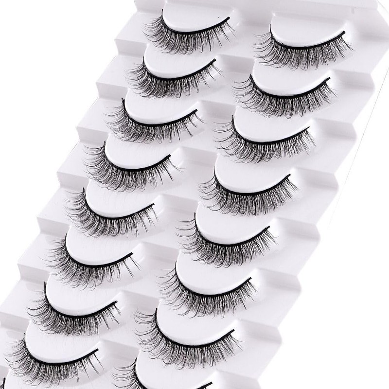 10 Pairs False Eyelashes, Natural Look Short Eyelashes, Cat Eyes,
