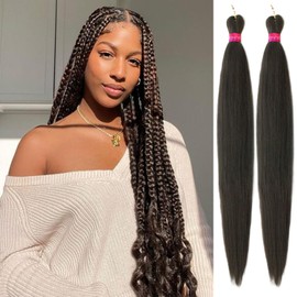 Brown Black Braiding Hair Pre Stretched 2 Packs Kanekalon Box Braids Hair Extensions 36 Inches Synthetic Pre Stretched Braiding Hair