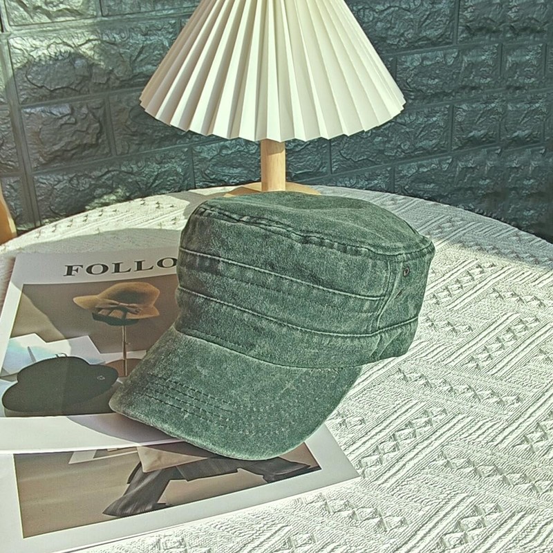 RUNQIU Military Design Solid Work Cap Retro Denim Military Cap