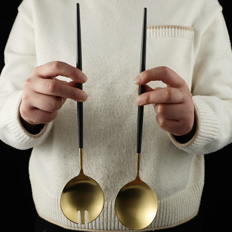 Zerophilo Salad Servers,Spoon and Fork Set 11.41 inch,18/10 Stainless Steel