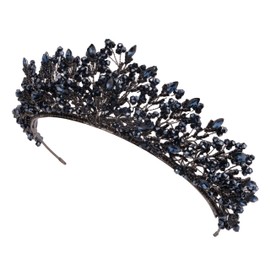 LIMELIA Navy Blue Splendor, Handcrafted Crystal Bridal Crown for Wedding Majesty - Sparkling Tiara with Rhinestones