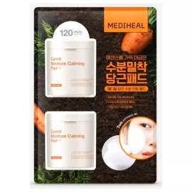 Mediheal 메디힐 당근 수분 진정 패드 60매 x 2입 예민한피부 에센스가득 순면패드 Mediheal Carrot Hydrating Soothing Pads 60 sheets x 2 packs for sensitive skin