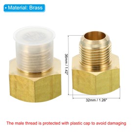 PATIKIL 3/4" Female x 5/8" Male Thread Connector, SAE 45 Degree Flare Brass Adapter, Flare Pipe Fitting for Air, Gas Pipes, Refrigeration and Air Conditioning