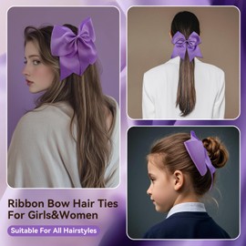 AXEN Large Cheerling Bow, 8 inch Cheer Hair Bows with Ponytail Holder for Teen Girls Sports Cheerleader Hair Accessories, Purple