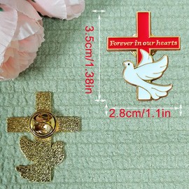 50 Pcs Funeral Cross Pins Forever in Our Hearts Memorial Dove Brooch for Memorial Service Mourning (red)