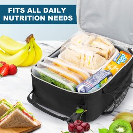 CARBATO Lunch Bag, Durable Insulated Lunch Box Reusable Adults Tote Bag Lunch Box Durable Reusable for Adults (Black-Light Gray)