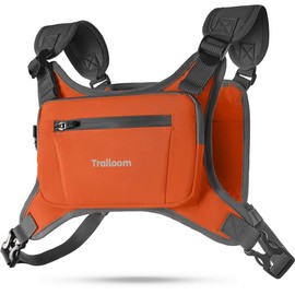 Trailoom Running Chest Pack, Reflective Vest, Water Repellent, Phone Holder, Workout Bag for Runners, Cycling, Biking, EDC Pouch, Jogging Carrier, Hidden Pocket, Men & Women, Lightweight - Color: Orange