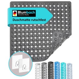 Blumbach® Shower Mat Non-Slip 53 x 53 cm - 100% BPA Free - Includes 2 Hooks for Hanging - Non-Slip Mat Shower & Bathtub, Shower Mat, Mould Resistant & Machine Washable