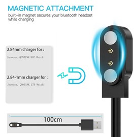 Compatible with Jacoosa Smart Watch Charger, Magnetic Replacement Charger Cable Compatible for Jacoosa, QONBINK K62, L70 Smart Watch (Black, 2.84mm Charger)