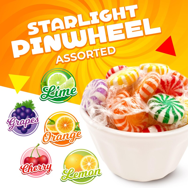 Pinwheel Starlights Hard Candy, Assorted Fruit Flavors (1 Pound Bag