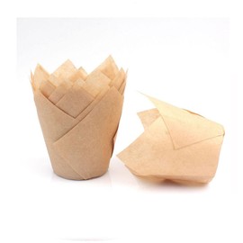 2" Disposable Baking Cups, Muffin Cupcake Cups Liners, Tulip Baking Cases, Brown, Pack of 50