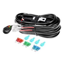 PICAA Wiring Harness Kit Switch On Off 12V 40A Relay Fuse For LED Offroad Driving Light LED Lamp Fog Light Work Light 12V 40A Waterproof (Two lead)