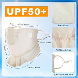 Shyyween 2 Pcs Golf Mask for Women Golf Face Mask for Sun Protection Sports Face Cover Neck Gaiter Scarf for Summer Outdoor(Beige,with Mesh)