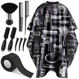 NICEMOVIC 10 in 1 Hair Cutting Barber Cape with Neck Duster Brush Barber Brush Neck Strips Hair Combs Hair Clips, Professional Barber Accessories Cleaning Supplies for Salon Haircut Styling