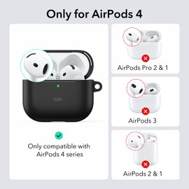 ESR for AirPods 4 Case (HaloLock), Compatible with AirPods 4th Generation Case (2024) (USB-C), Compatible with MagSafe, Full Drop Protection Cover with Carabiner, Magnetic Lid Lock, Black