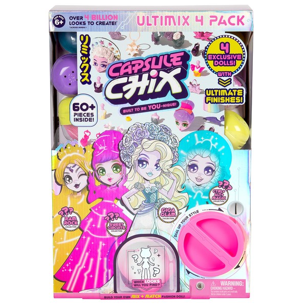 Capsule Chix Ultimix 4 Pack, 4.5 inch Small Doll with Capsule Machine Unboxing and Mix and Match Fashions and Accessories