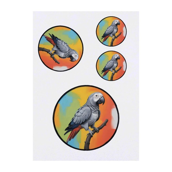4 x 'African Grey Parrot' Temporary Tattoos - Water Resistant,