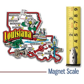 Louisiana Jumbo State Magnet by Classic Magnets, 3.8" x 3.4", Collectible 3D Rubber Vintage-Style Souvenirs and Gifts Made in The USA