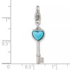 Chisel Stainless Steel Polished Simulated Turquoise Heart Key with Lobster