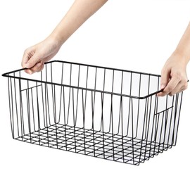 16inch Upright Freezer Organizer Baskets for 13-14,16-21 cu.ft Standup Freezer, Settle freezer chaos and reduce food waste effectively, Durable, Fully Use Space, Improve Air Circulate, Black, Pack 4