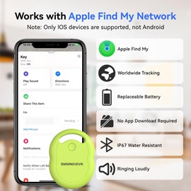 Air Tracker Tag-1 Pack [Apple MFI Certified], Smart Bluetooth Tracker Works with Apple Find My APP (iOS Only, Not for Android), Key Finder and Item Locator Smart Tag for Keys, Luggage, Backpack(Green)