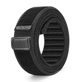 MACBORO Nickel Free Non Metal Tsa Approved Hypoallergenic Airport Security Belts for Men No Scratch Without Buckle Belt Mechanic Black Nylon Belt 1.38"