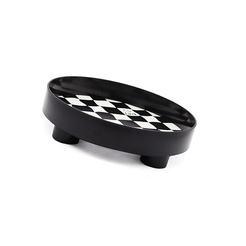 Round Storage Organizer Tray Checkerboard Design Plate Container Tray for