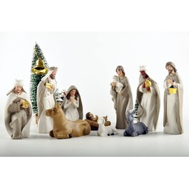 DurableDelights Christmas Nativity Set, Nativity Scene Includes 10 Resin Figurines-Baby Jesus, Mary, and Joseph, Perfect Ideal for Christmas Decor
