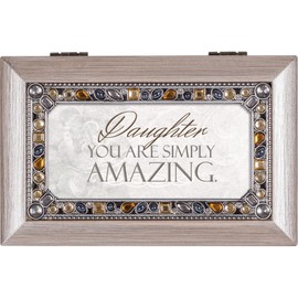 Cottage Garden Daughter You are Simply Amazing Brushed Pewter Jewelry Music Box Plays Wind Beneath My Wings