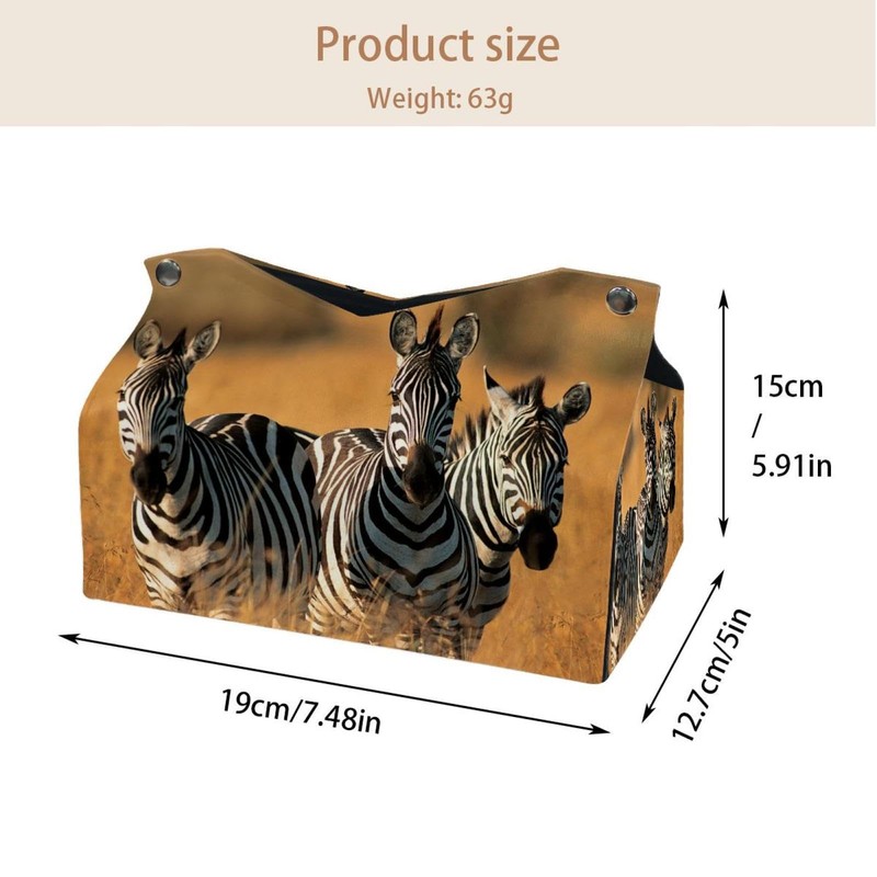 2 Pack Tissue Box Cover Holder, Alligator Head Rectangle Leather