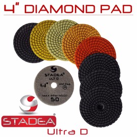 Stadea PPW109X Granite Polishing Pads 4" Diamond Pad White Buff For Granite Quartz Stones Polish