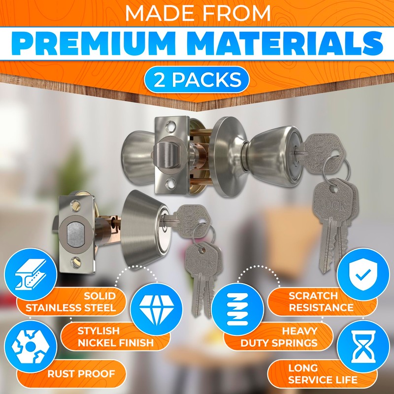 Set of 2 Mobile Home Door Knobs – Includes Keyed