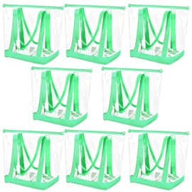 Reginary 8 Pieces Clear Tote Bags Shoulder Handbag Security Approved See Through Bag with Zipper Closure for Travel Work (PVC, Green)