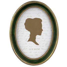 AELS 5x7 Inch Vintage Picture Frame, Elegant Antique Photo Frames with Glass Front, Photo Display, Tabletop Wall Hanging, Gift Ideas, Green Oval with Gold Trim