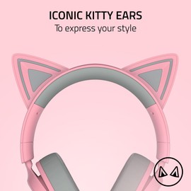Razer Kraken Kitty V3 X - Wired Kitty Headset for Gaming - Iconic Kitty Ears - 270g Lightweight - HyperClear Cardioid Mic - TriForce 40 mm Drivers - 3,5mm Audio Jack | Quartz