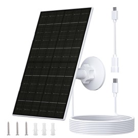 FUTUREZEN 6W Solar Panel for Security Camera Outdoor, 5V USB/USB-C Solar Charger Compatible with Rechargeable Battery Cameras, IP66 Waterproof, 360° Adjustable Mount, 9.8ft Cable (1 Pack, White)