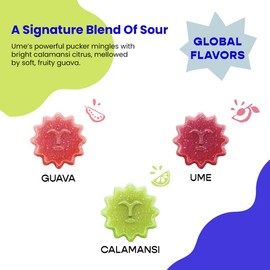 Better Sour Gummies - Guava, Calamansi, Ume - Naturally Flavored, Plant-Based, Low Sugar, Healthy Sour Gummy Candy – 3g sugar/60 cal per 1.8 oz Bag, Healthy Treats for Kids & Adults (Pack of 10)