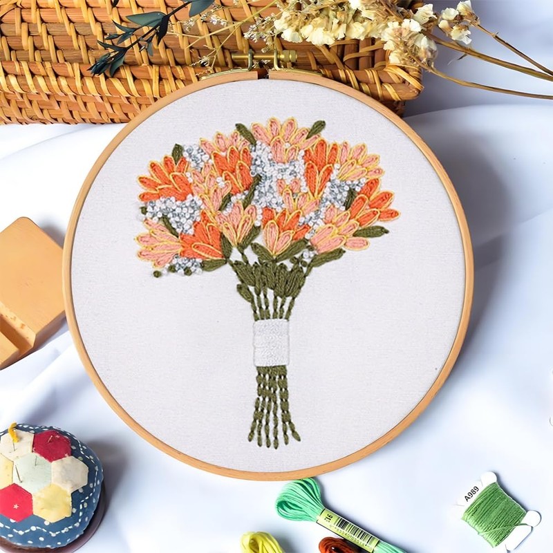 WZHHDM Embroidery Kit, 2PCS Embroidery Starter Kits, DIY Cross Stitch