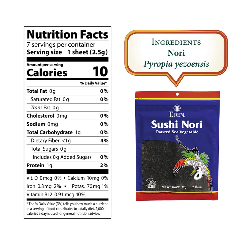 Eden Foods Nori Sushi Toasted 7 Sheets, 0.6 oz