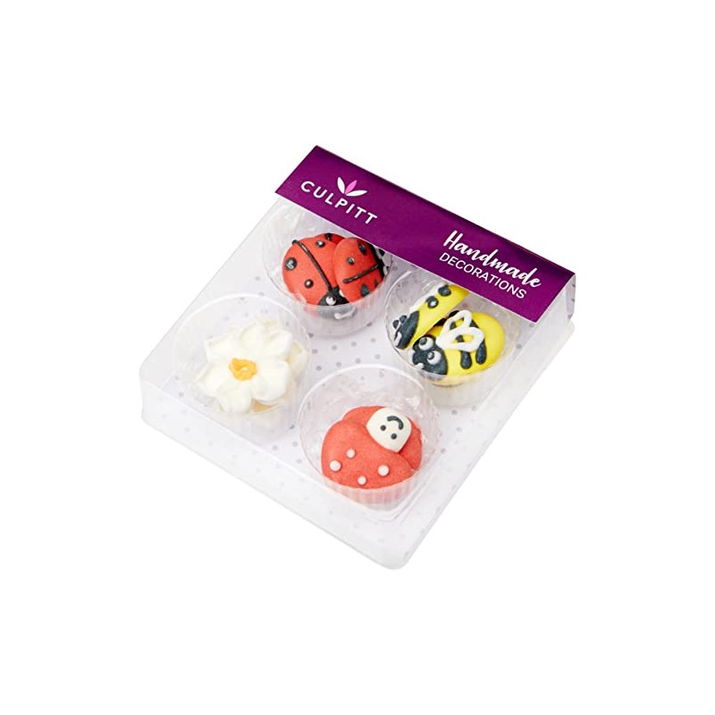 Culpitt Bee, Ladybird, Mushroom & Daisy Sugar Decorations, Spring Themed
