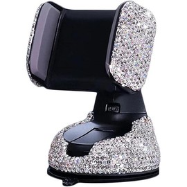 Glitter Rhinestone Decorative Car Phone Holder, 360 Degree Free Rotatable Car Phone Rack, Car Air Outlet Phone Stand - Color: Silver, Specification: one-size