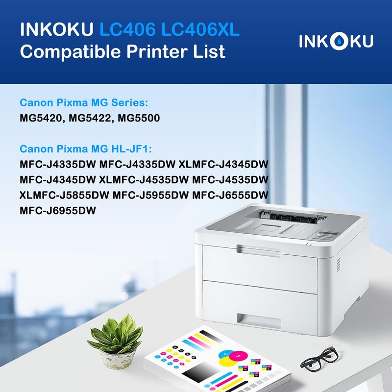 INKOKU LC406XL LC406 Black Ink Cartridges, 2 Pack Compatible with