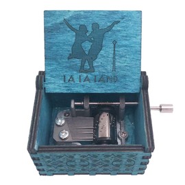 Lalaland Music Box Hand Crank Musical Box Carved Wooden,Play The Theme Song of Lalaland,Blue