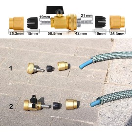 YELUN Garden telescopic hose end adapter with shut off Valve,Garden retractable hose end Fittings Kit,Repair Connector,Garden hose Brass Shut Off Valve (2 Set)